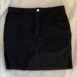 Black denim skirt